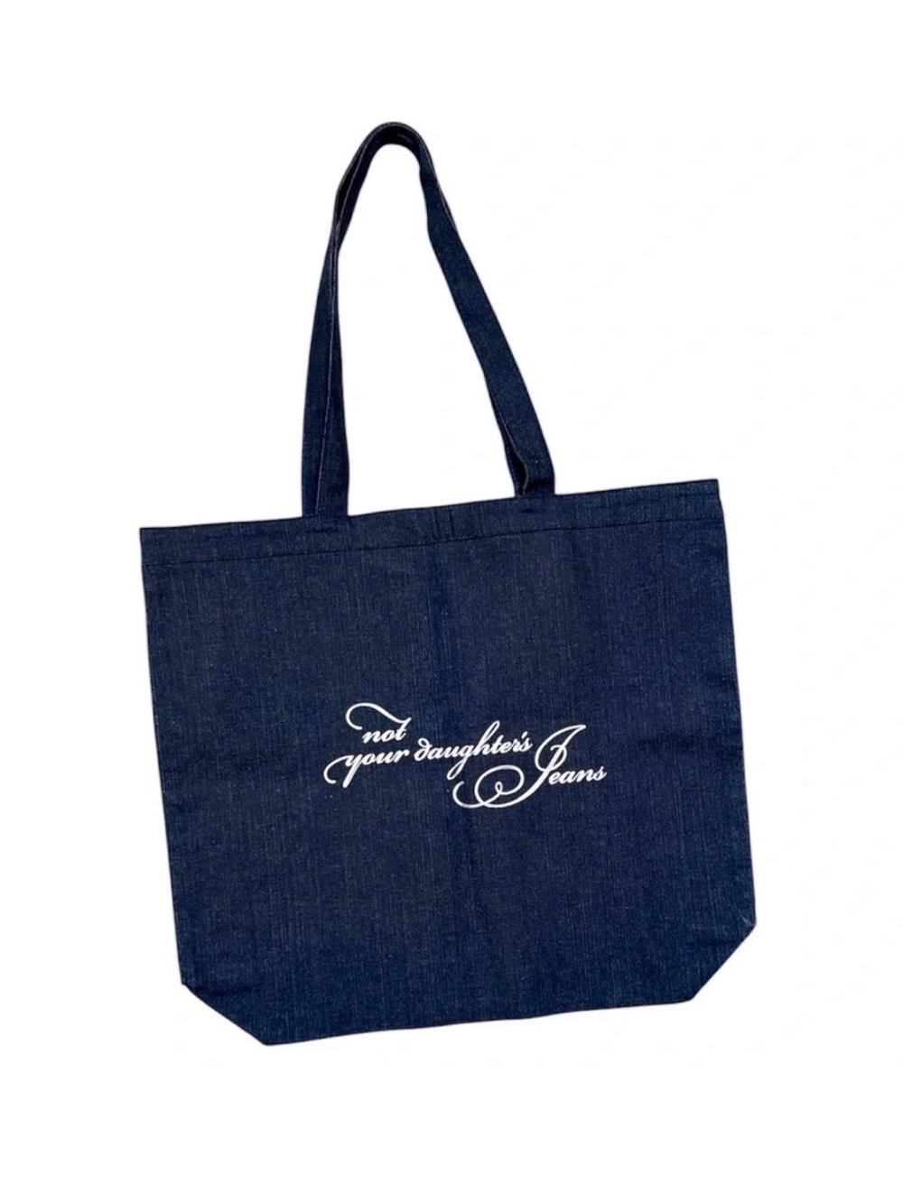NYDJ Large Dark Blue Denim Tote with White Script